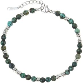Made by Nami Beaded Bracelets for Men - Stainless Steel Bracelets for Men - Adjustable Silver Chain Bracelet for Men (7.5" + 2" Chain Extension)