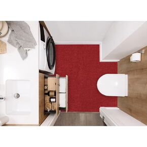 Garland Rug 5'x6' Gramercy Plush Polypropylene Washable Rectangle Bathroom Carpet, Classic Red