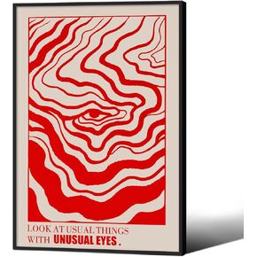 Medpol Retro Red Abstract Eye Canvas Wall Art Vintage Hippie Trippy Poster Affirmation Quotes Wall Decor 60s 70s Psychedelic Quirky Prints for Apartment 12x16 inch Unframed