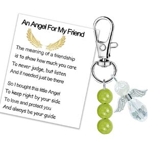 MKISHINE Angel Keychain, Guardian Angel Gifts, Guardian Angel Keychain with Stone of Friendship, Protection Angel Gifts, Friendship Gifts for Women Friends Best Friend BFF Bestie Gifts for Women