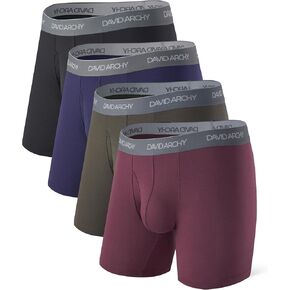 DAVID ARCHY Men’s Underwear Boxer Briefs Soft Comfortable Underwear with Pouch Breathable Boxer Briefs for Men 4 or 7 Pack