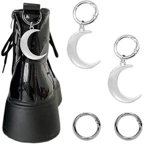 2 Pcs Moon Shaped Shoe Clips Buckle Detachable Metal Shoe Decoration Charms Boots Shoe Accessories for Party Silver