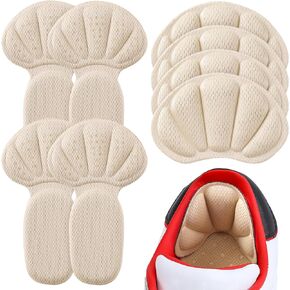 Adhesive Back of Heel Cushion Pads, Heel Grips Inserts for Boots, Too Big Loose Shoes, Reusable Heel Guards Liners for Women Men, 4PCS-Beige+4PCS-Beige
