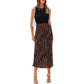 PRETTYGARDEN Women's 2025 Summer High Waist Graphic Print A Line Pleated Midi Dress for Women Trendy Plisse Long Dresses