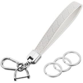 Mabor Leather Wristlet Keychain, Car Key Chain Wrist Keychain with 3 Key Ring and Anti-Lost D Ring Leather Key Chain Holder for Men and Women