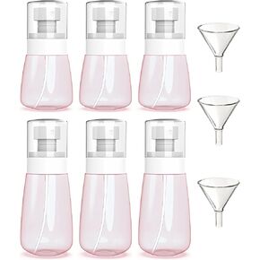 6 Pack Small Spray Bottles Travel Size 3 Pack 1oz/30ml and 3 Pack 2oz/60ml with 3pcs Funnels, Empty Travel Spray Bottle, Fine Mist Mini Plastic Spray Bottles, Refillable Spray Bottles - Pink