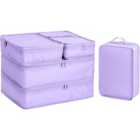 6 Set Packing cubes for Travel, Luggage Organizer Bags, Packing Cubes for Suitcases, Travel Essentials for Carry on, Mesh Storage Bag Organizer with Shoe Bag (purple)