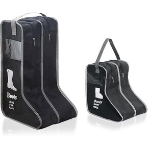 2 Pack Portable Boots Storage Bag, Tall/Short Boot Carry Bag Boots Organizer, Shoe Bags for Storage and Travel Dust Proof Travel Shoe Bags for Packing (Black)