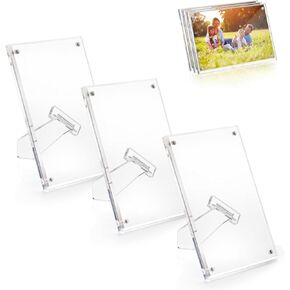 3 إطارات صور مقاس 4x6، إطار صورة مغناطيسي أكريليك، إطار صورة شفاف، إطار صورة بدون إطار مزدوج الجوانب لعرض الصور البريدية in Kuwait
