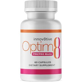 Optim8 PRE/PRO Biotic - Prebiotics and Probiotics Blend | for Digestive Health, Prebiotic Fiber, and Overall Wellness - Probiotic Supplement with Nutritional Benefits - 60 Capsules