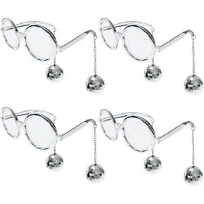Retro Disco Ball Party Favors Funny Glasses 4 Pack, Disco Sunglasses Accessories for Women and Men