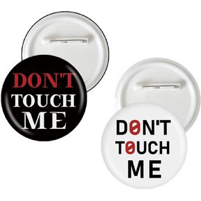 2 Pcs Don't Touch Me Button Pins, Feminist Badge Pins, Woman Power Stain Brooch Button for Women's protection Themed Party Decorations