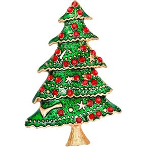 Vintage Christmas Brooch Glitter Rhinestone Tinkle Set Green Christmas Tree Brooch Fashion Christmas Tree Pin Brooch Austrian Crystal Christmas Tree Brooch Enamel Christmas Jewelry for Women