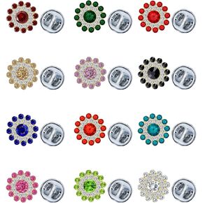 12 Pack Colorful Crystal Sunflower Brooches Pins Set Cute Gold/Silver Two tone Rhinestone Flower Lapel Pin Brooch Badges Funny Jewelry Suit Brooches Accessories for Women