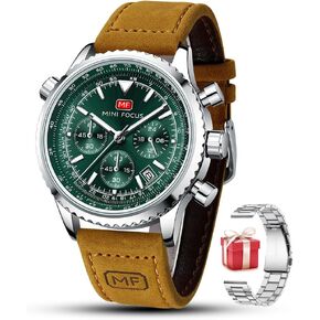 Mini Focus Men Watches Business Casual Wrist Watches (Multifunction/Waterproof/Luminous/Calendar) Genuine Leather Band Fashion Watch for Men