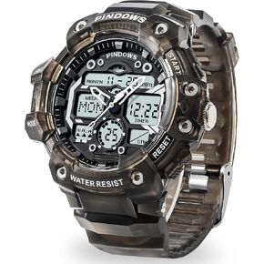 Mens Watch for Men Digital Sports Watch,7 Color LED Light Large Analog Digital Display Waterproof Watch with 3 Alarms/Countdown/Stopwatch/Dual Time Multi-Function Military Wrist Watches