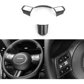2 PCS Carbon Fiber Car Steering Wheel Frame Cover Steering Wheel Button Panel Protection Frame Compatible with Hyundai Sonata DN8 2024 Accessories【Not Applicable to Sonata N-Series】