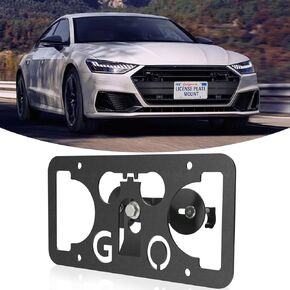 Front Bumper Tow Hook License Plate Mount Bracket Compatible with Audi A7/S7 2019-2024, No Drill Plate Holder, Front License Plate Bracket