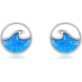 YAFEINI Wave Earrings 925 Sterling Silver Wave Studs Wave Jewelry For Women
