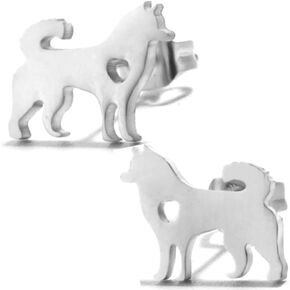 Husky Gifts for Women: Dog Mom Stud Earrings Silver Dogs