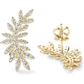 Leaf Moissanite Stud Earrings 0.92cttw D Color VVS1 925 Sterling Silver Angel Wing Earrings for Women or Girlfriend Birthday Gifts