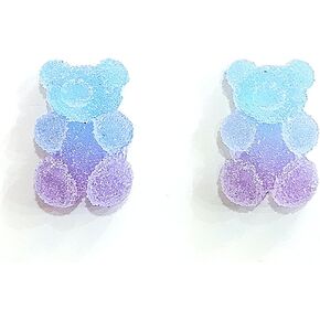 Cute Bear Stud Earrings for Women - Gummy Bear 925 Silver Stud Earrings - Gradient Color Little Bear Jewelry for Women in Kuwait