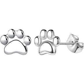 925 Sterling Silver Cat Earrings for Women Paw Print Earrings Cat Stud Earrings Cute Stud Earrings for Women Hypoallergenic