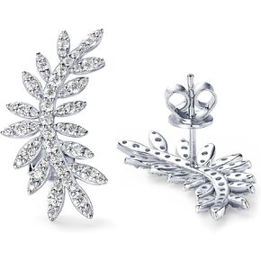 Leaf Moissanite Stud Earrings 0.92cttw D Color VVS1 925 Sterling Silver Angel Wing Earrings for Women or Girlfriend Birthday Gifts in Kuwait