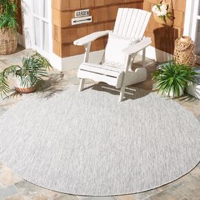 SAFAVIEH Courtyard Collection 9' Round Grey CY8520 Indoor-Outdoor Waterproof Easy-Cleaning Patio Backyard Mudroom Area-Rug