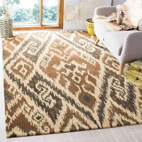 SAFAVIEH Capri Collection Area Rug - 8' x 10', Multi & Brown, Handmade Wool, Ideal for High Traffic Areas in Living Room, Bedroom (CPR351B)