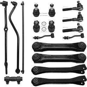 17pc Front Suspension kit for Jeep Cherokee Comanche 1991 1992 1993 1994 1995 1996 1997 1998 1999 Upper & Lower Control Arms + Adjustment Sleeves + Track Bar + Outer Tie Rods + Sway Bar Kit