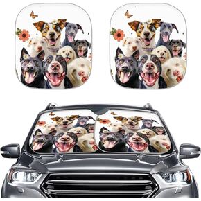 Cute Rottweiler Print Sun Shade for Car Windshield Foldable 2pcs Sun Shield Automotive Window Sunshades Interior Sun Protection UV Rays Blocker