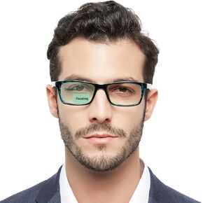 OCCI CHIARI Bifocals Reading Glasses for Men,Transition Square Eye Protection Readers