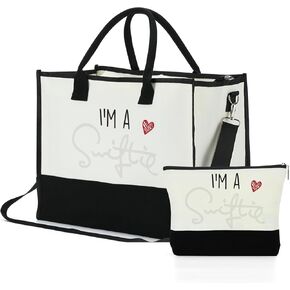 حقيبة مستحضرات التجميل للهدايا الموسيقية، حقيبة مكياج مستوحاة وحقيبة حمل، هدية كلمات الأغاني، أشياء موسيقية ملهمة للنساء والبنات والأصدقاء والأخت الموسيقية والأم وأعياد الميلاد والتخرج والصداقة وعيد الأم حقيبة قماشية in Kuwait