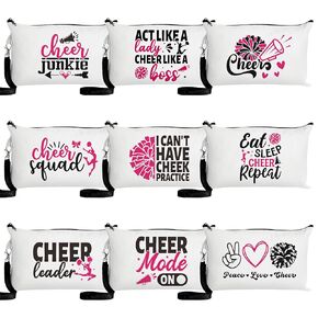 R HORSE 9Pcs Volleyball Makeup Bag Inspirational Gifts for Women Girls, Girl Volleyball Cosmetic Bag Canvas Makeup Bag, Volleyball Team Toiletry Bag Makeup Pouch for Volleyball Lover Player Fan Gift