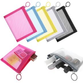 5 Pcs Mesh Zipper Pouch Bags, Small Makeup Bag for Purse Mini Zipper Mesh Bags Cosmetic Travel Toiletry Bag for Daily Toiletries Office Supplies & Cosmetics Travel Accessories