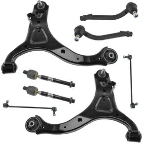 TRQ Front Steering & Suspension Kit Control Arm with Ball Joint Sway Bar Stabilizer Link Tie Rod Compatible with 2007-2012 Hyundai Santa Fe 2011-2013 Kia Sorento