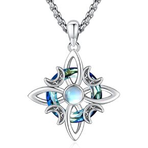 Pentagram/Celtic Knot/Witches Knot/Santa Muerte/Triple Moon Goddess/Baphomet/Hecate Necklace Sterling Silver Magic Wiccan Amulet Pagan Jewelry for Women Men