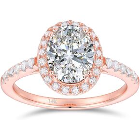 14K Moissanite Engagement Rings, 1.5ct Oval Cut Moissanite Ring, 14K Solid Gold Engagement Rings, 14K Halo Moissanite Rings for Women