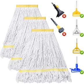 KeFanta 3 Pack Heavy Duty Commercial Mop Head Replacement,Looped End String Cotton Mop Heads,Industrial Wet Mop Refill for Floor Cleaning