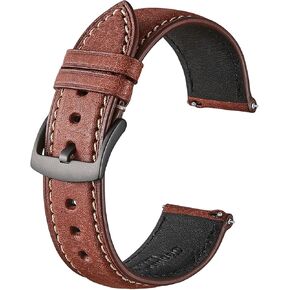 Genuine Leather Watch Band,Italian Pueblo Cowhide,Quick Release,Black Buckle,8 Colors,18mm 19mm 20mm 21mm 22mm