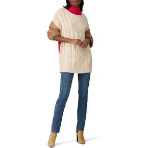 MOON RIVER Women's Colorblock Oversized Turtleneck
