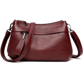 PORRASSO Elegant Crossbody Bag Women Shoulder Bag Handbag Ladies Satchel Messenger Bag for Dating Travel Daily Use Red