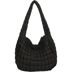 Puffer Tote Bag for Women Quilted Crossbody Bag Large Padding Shoulder Bag Soft Puff Purse Work Carryall Handbag
