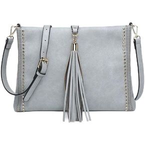 JEN & CO. Small Crossbody Bags for Women - Clutch Purse Vintage Handbag Marie Bag with Grommet Details and Tassel (M1941)
