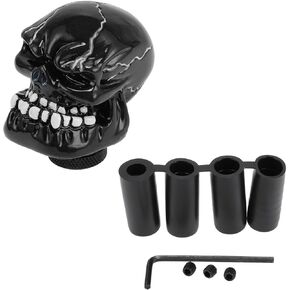 Skull Shift Knob, 7cm Universal for Automatic and Manual Vehicle Gear Shifter Knob with 4 Adapter Resin Black, 1 Set