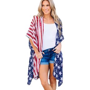 GORIFE Women's American 4th of JulyFlag Swimsuit Fashion Cover-Up Beachwear Loose Lightweight Tassels Tops