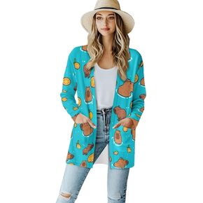 POLERO Long Sleeve Women Cardigan Casual Open Front Cardigan Coats with Pockets Trendy Outwear