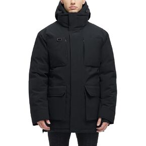 Long Winter Jackets for Men Faux Two-Piece Waterproof Parka Snow Warm Coats with Hood