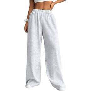 Women's Baggy Sweatpants Elastic Waist Wide Leg Pants Patched Workout Track Pants Joggers Trendy
